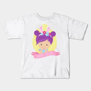 Easter Girl, Easter Egg, Purple Hair, Bunny Ears Kids T-Shirt